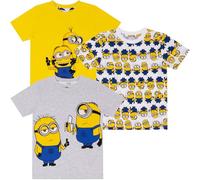 Minions Paquete de Tres Camisetas de Manga Corta 100% algodón Peinado de Mi Villano Favorito, Multicolor, 9-10 años