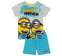 Minions Pijamas Niño | Conjunto de Pijama con Camiseta de Manga Corta y Shorts Cortos para Niño, Color Azul | Película Despicable Me Personajes Mercancía Regalos