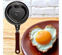 Minisartén antiadherente para huevos, mini sartén para huevos, sartén para huevos fritos, mini sartén con asa, antiadherente, portátil, diámetro de 12 cm (corazón)