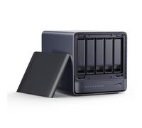 MINISFORUM AI NAS N5 Pro AMD Ryzen AI 9 HX Pro 370 (12C/24T) PC, 2 ranuras SODIMM DDR5-5600MHz (soporte ECC), SSD de 128 GB (MinisCloud OS), 3 ranuras SSD, 5 ranuras para disco duro, almacenamiento