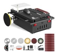 Minisierra circular de mesa y lijadora de banda, minisierra circular con ángulo de corte ajustable de 0-90°, mini escritorio eléctrico con 4 cuchillas, hoja de sierra de 0,1 a 30 mm de artesanía