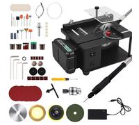 Minisierra de mesa con batería y eje flexible - Sierra de mesa de precisión de 23 000 RPM, ángulo de corte ajustable, sierra multifuncional 3 en 1 madera, plástico, accesorios lijar y taladrar
