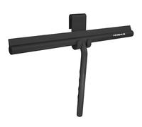 MINISMUS Rasqueta Limpiacristales Ducha de Silicona con Gancho - Limpiavidrios para Mampara, Espejos y Ventanas - Limpiador de Cristales 21 cm, Negro