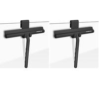 MINISMUS Rasqueta Limpiacristales Ducha - Silicona Limpia Cristales con Gancho - Limpiamamparas de Baño Espejos Limpia Vidrios Limpiar Ventanas, Mampara, Parabrisas - 21 cm, Negro (Paquete de 2)