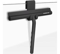 MINISMUS Rasqueta Limpiacristales Ducha - Silicona Limpia Cristales con Gancho - Limpiamamparas de Baño Espejos Limpia Vidrios Limpiar Ventanas, Mampara, Parabrisas - 21 cm, Negro