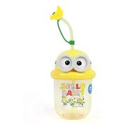 MINISO Botella de agua con pajilla, botella de bebida con pajita, botella de agua de Minions para niños, 590 ml, botellas de agua sin BPA para escuela, viajes, deportes, a prueba de fugas (590 ml)