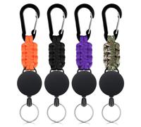 MINISOISO 4 PCS llaveros Extensibles Retráctil, Cordón Extensible JoJo con cuerda de acero extensible de 60 cm, Llavero Retráctil, Soporte para Tarjetas de Identificación Extensible con Mosquetón