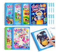 MINISOISO 6 Piezas Libro para Colorear con Agua Libro para Colorear con Bolígrafo de Agua con 6 Piezas Bolígrafos de Agua Mágico Libro para Colorear Bolígrafo de Agua para Niños de 2 3 4 5 6 Años
