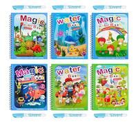 MINISOISO Libro de Dibujo de Agua Mágica Reutilizable, 6 Piezas Libros para Colorear con Agua Mágica,Libro Magico Pintar con Agua para Niños,libro magico agua para Niños, Niñas,Niños Pequeños,Regalo,B