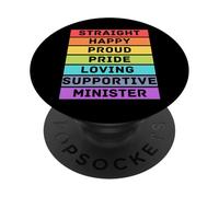 Ministro Hetero, Feliz, Orgulloso, Amante del Orgullo, una Iglesia solidaria PopSockets PopGrip Adhesivo