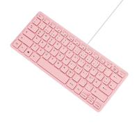 Miniteclados MCSaite con cable rosa, a prueba de salpicaduras, mini teclado sin teclado numérico, diseño ergonómico compacto para ordenadores de sobremesa con Windows, ordenadores portátiles