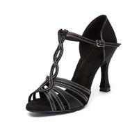 MINITOO Mujer Latina Salsa Baile Correa Correa Sandalias Zapatos, L655 Negro Tacón de 9 cm, 42.5 EU