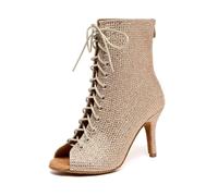 MINITOO Zapatos de baile de moda para mujer con pedrería tango bailando zapatos de noche sandalias botas, L664 Gold 8 5cm Tacón, 41.5 EU