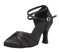 MINITOO Zapatos latinos para mujer, con correa para el tobillo y salsa, L117a Negro 8cm Tacón, 33 EU