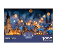 Miniture Town in The Snow 1000 Pcs Ökopapier Puzzle Winter Town Lebendige Bilder Kreatives Spiel Puzzles Als Geburtstagsgeschenke 38x26cm/1000pcs