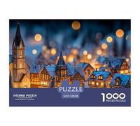 Miniture Town in The Snow 1000 Pcs Stabiler Karton Puzzle Winter Town Lebendige Bilder Kreatives Spiel Puzzles Für Erwachsene Und Kinder 52x38cm/1000pcs