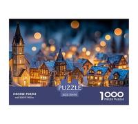 Miniture Town in The Snow 1000 Stück Ökopapier Puzzle Winter Town Lebendige Bilder Familienspiel Puzzles Als Wohnaccessoires 70x50cm/1000pcs