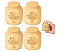 Miniurnas para cenizas humanas hechas de bambú, pequeño recuerdo con patrón de árbol de la vida grabado, urna biodegradable para cenizas de mascotas, juego de 4