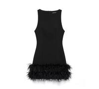 Minivestido Negro sin Mangas for Mujer, corsé, Hombros Descubiertos, Vestidos de Fiesta Lujo Cortos(S)