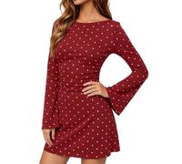Minivestido para mujer, estilo vintage, lunares, vestido de cóctel, vestido de Nochevieja, manga larga, vestido de fiesta, elegante vestido de otoño e invierno, Y2K Bodycon Clubwear en línea A, swing