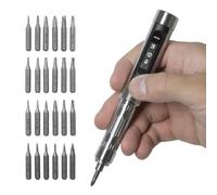 MINIWARE Juego de Mini Destornillador Eléctrico con Luz LED y 24 Puntas Magnéticas, 5 Velocidades, 4mm Hexagonal y 800 Bits, Recargable, para Reparación de Relojes, Cámaras, Teléfonos Móviles