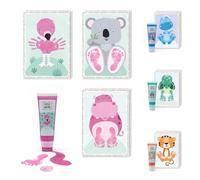 Miniwerk Juego de impresión de bebé ecológico rosa 0-1,5 años para el recordatorio de huellas y huellas de bebé - Decoración para habitaciones de bebés y niños pequeños - Tarjetas de hitos - Impresión