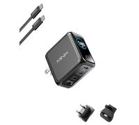 MINIX 140 W Max 4 puertos PD3.1 GaN USB C Charger Block with 240 W Cable, Smart Display & Touch Control, Foldable Travel Adapter with US/EU/UK Plugs for MacBook,iPad,iPhone17/16,Galaxy S25 Ultra/24