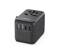 MINIX 35W Adattatore da viaggio universale 6 in 1 Adattatore di spina internazionale da viaggio europeo Max 3 porte USB C 2 porte USB A Caricatore da parete tutto in uno per USA UE UK AU fino a più di