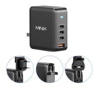 MINIX Cargador USB C de 165 W, Cargador GaN II PD3.1 Max 140 W, Cargador de Pared Turbo 4 Puertos GaN, Estación de Carga Rápida, Adaptador para MacBook Pro/iPad/iPhone 15 14 13 Pro