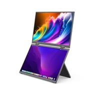 MINIX SF15 Fold Dual 15,6" Plegable Monitor portátil, 1080P FHD, 300 nits, 100W PD, Low Blue Light, Reciclable Metal, Type-C & HDMI for Laptops, Study, Creative Projects, Office Colaboration