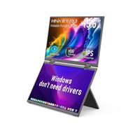 MINIX SF15 - Monitor portátil plegable dual de 15.6 pulgadas, 1080P FHD, 300 nits, 100 W PD, luz azul baja, metal reciclable, tipo C y HDMI para portátiles, estudio, proyectos creativos, colaboración