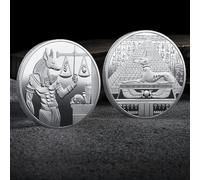 MINKATE Monedas conmemorativas de Metal para los Antiguos faraones egipcios, el Dios de la Muerte con Cabeza de Perro Anubis y Escamas celestiales-Plata-40 * 3 mm 30 g