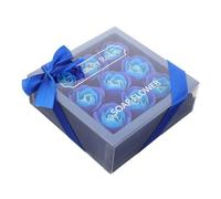 minkissy 1 Caja Flor De Jabón Rosa Pétalos De Rosa De Jabón De Jabón Con Aroma Floral Jabón En Caja De Rosa De Jabón Azul Jabón De Flores Románticas Flor De Rosa De Jabón