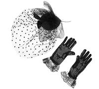 minkissy 1 Juego Accesorios De Vestir Sombrero De Fiesta De Té De Malla Diadema De Malla Con Velo Velos De Encaje Para Novias Velo De Novia Sombrero De Velo De Fiesta Novio Black Poliéster