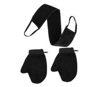 minkissy 1 Juego conjunto de exfoliante Guante de baño Guante y toalla de baño Guante de limpieza corporal set de baño manopla de espuma de baño ducha manopla exfoliante pe película Black