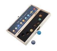 minkissy 1 Juego cristal del solar regalo creativo muestra de planeta planetas piedras soporte de madera para exhibición en casa mineral estatua marco de madera caja joya