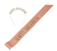 minkissy 1 Juego De Diadema De Feliz Cumpleaños Para Mujer Decoración De Cumpleaños Diadema Y Faja Banda Para El Cabello De Feliz Cumpleaños Rosa Bebé Diademas De Boda Tocado