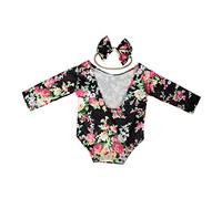 minkissy 1 Juego De Ropa Estampada Sin Espalda Para Bebé Disfraces De 0 A 3 Meses Trajes Para Recién Nacidos Trajes Para Niña Accesorios De Fotografía Para Niña Trajes Para Sesión De