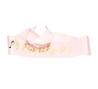 minkissy 1 Juego diadema con de cristal feliz cumpleaños faja de etiqueta de fiesta decoración fiesta accesorios fiesta marco decorativo de la faja para cumpleaños poliéster