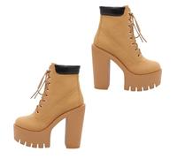 minkissy 1 Par Botines de Mujer de Tacón Grueso de Dedo Redondo Impermeables para Invierno Diseño Elegante y Chic para Jeans y Faldas Color Marrón