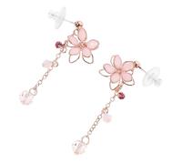 minkissy 1 Par Clips De Orejas De Resina Aretes De Aro Pendientes De Cereza Pendientes De Flor De Cerezo Pendientes Colgantes De Cereza Orejas De Cereza Aretes De Cereza Rosa Metal