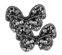 minkissy 1 Par flor del zapato del arco Elegante nupcial desmontable pinzas para decorar zapatos hebilla mujer Accesorios de tacón Clips decorativos encanto clips de zapatos pedrería Black