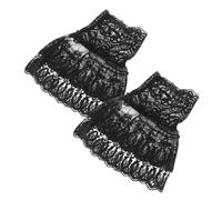 minkissy 1 Par Mangas falsas de todo el partido puños con volantes para mujer puños de encaje puños de camisa falsos delicado brazalete falso brazalete falso decorativo poliéster Black