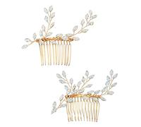 minkissy 1 Par Peine de gelatina tocados de novia para boda tocado dama elegante joyería nupcial hoja de novia women mujeres party tocado de novia elegante señora horquilla aleación Silver