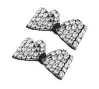 minkissy 1 Par Zapatos De Diamantes Completos Arco Para Mujeres Boda Encanto El Accesorios Decoración Dije Con Lazo De Diamantes De Imitación Accesorio Para Zapatos Negro Acrílico