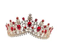 minkissy 1 Pc nupcial diademas de moda desfile de graduación Venda diadema enjoyada diadema nupcial tiara diadema de aro de pelo de novia barroco sombrerería accesorios rojo