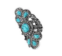 minkissy 1 Pieza Anillo tropical azul vintage anillo turquesa antiguo joyería del anillo de las mujeres señoras anillos anillo de de mujer anillo hueco artificiales