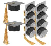 minkissy 10 Mini Birretes de Graduación, Tapas para Botellas, Gorros de Graduación, Tapas para Copas, Gorros de Doctorado, para Botellas de Vino, Decoración para Fiestas, 6,00 X 6,00 X 3,00 Cm,