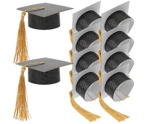 minkissy 10 Mini Birretes de Graduación, Tapas para Botellas, Gorros de Graduación, Tapas para Copas, Gorros de Doctorado, para Botellas de Vino, Decoración para Fiestas, 6,00 X 6,00 X 3,00 Cm,