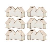minkissy 12 Piezas Hucha de Madera Ranura para Monedas, Diseño Creativo en Forma de Casa, Adecuado para Actividades Escolares y Manualidades